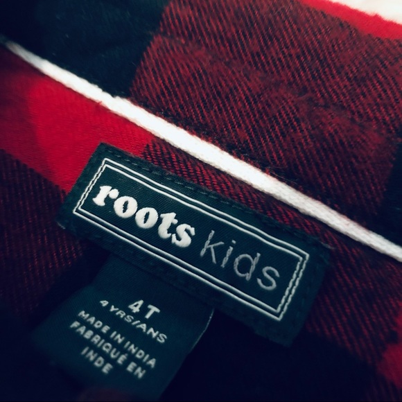 4T Roots red Park Plaid flannel toddler girls dress - Picture 3 of 3